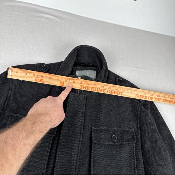 Cardinal of Canada Mens Dark Gray Herringbone Car Coat Medium Wool Blend Outdoor - Picture 7 of 13